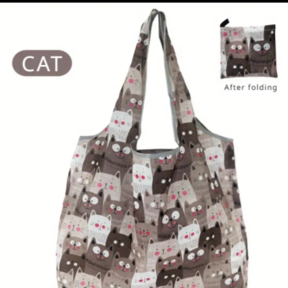 1pc Kitten Print Fashion Tote Bag- Large Capacity, Foldable,Reusable. - Picture 2 of 5